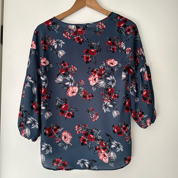 Spring Floral V-Neck Top - Picture 2 of 6
